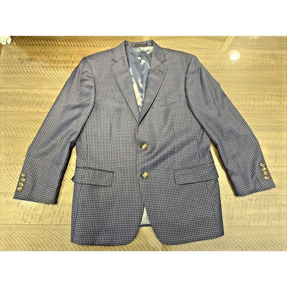 Hart Schaffner Marx Sport Coat Men's 42S Gingham Plaid Two Button Double Vented - Picture 1 of 9